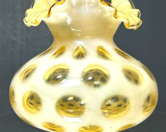 One of six Fenton Art Glass Coin Dot Light Shades