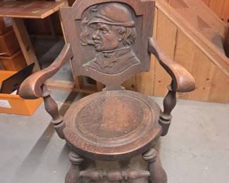 06 Antique Carved Oak Smoker Rocking Chair