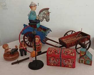 Vintage Boy Kinetic Pendulum,Wooden Wagons