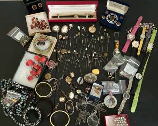 Costume Jewelry Lot With Many Stick Pins