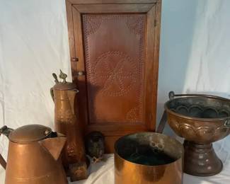 Primitive And Antique Houseware Lot Copper Cookware