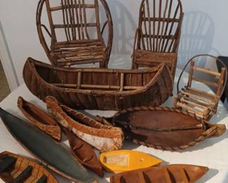 Folk Art Indian Canoe Twig Chairs