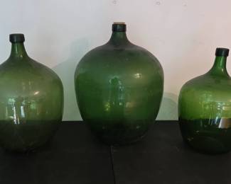 Vintage Green Glass Demijohn