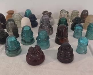 Collection of Vintage Glass and Ceramic Telephone and Telegraph Pole Insulators
