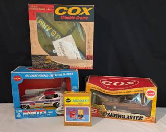 Vintage 1970s Cox .049 Gas Model Cars Accessories Lot In Boxes