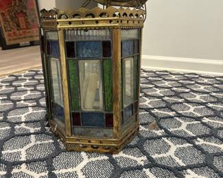 Stain glass chandelier. Needs a little work.