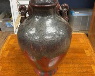 Vintage drip glaze pottery amphora vase