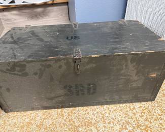 Vintage U.S. Military Wooden Footlocker Trunk