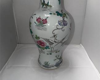 Vintage Chinese Jingdezhen Crane Porcelain Vase