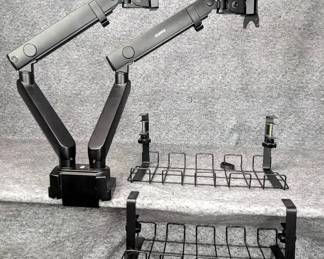 JP004 Dual Arm Monitor Mount and Desk Mount Baskets