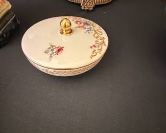 Floral porcelain covered dish