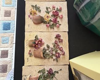 Floral decorative wall plaques, alternate view