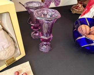 Purple art glass vases