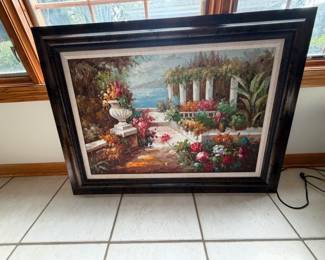 Framed garden scene wall art