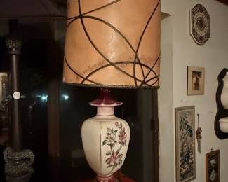 Vintage Hand Painted Floral Porcelain Table Lamp