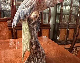 Vintage Italian Majolica Parrot Sculpture