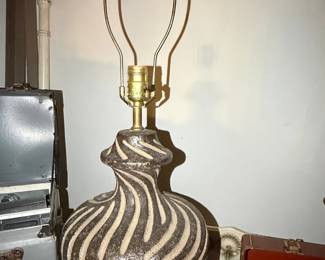 Vintage Zebra Print Ceramic Table Lamp