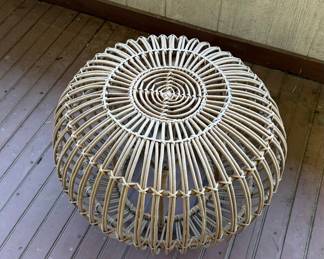 Vintage Franco Albini Style Rattan Orb Ottoman