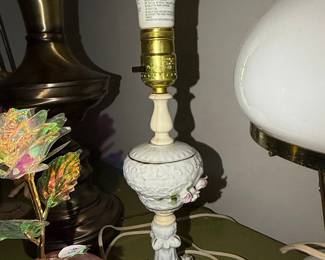 Vintage Capodimonte Style Porcelain Floral Lamp