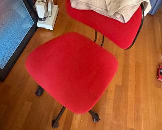 Vintage Red Upholstered Task Chair