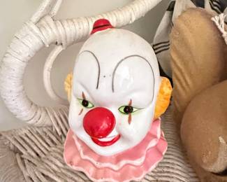 Vintage Ceramic Clown Head Coin Bank