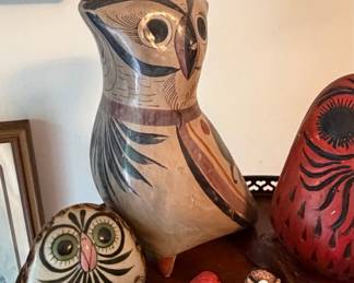 Vintage Tonala Pottery Owl Figurine