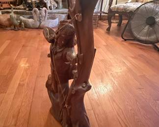 Vintage Carved Wood Native American Archer Statue