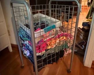 Vintage Metal Wire Laundry Cart with Wheels