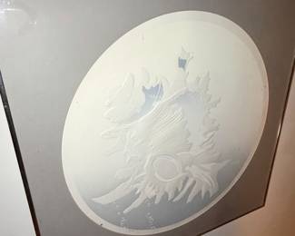 Vintage Etched Seashell Framed Artwork