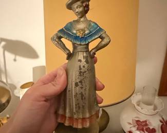Vintage Cast Iron Lady Golfer Doorstop