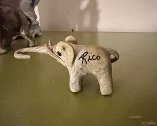 Vintage Crushed Oyster Shell Elephant Figurines