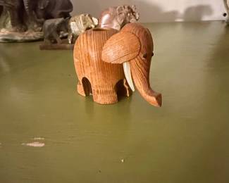 Vintage Hand Carved Wood Elephant Toothpick Holder