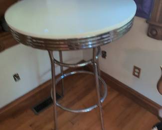 Vintage Diner Style Pub Table with Chrome Base