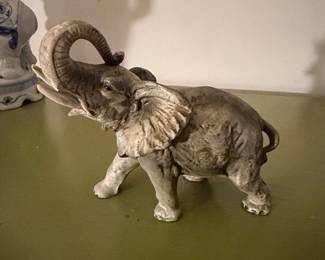 Vintage Porcelain Elephant Figurine - Homco #1410