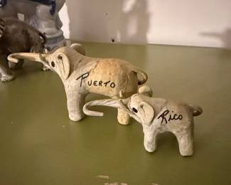 Vintage Puerto Rico Souvenir Elephant Figurines