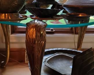 Vintage Art Deco Style Brass and Glass Side Table
