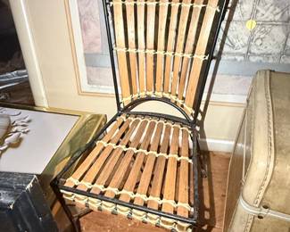 Vintage Wrought Iron and Bamboo Side Chair