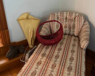 Vintage Floral Stripe Upholstered Chaise Lounge
