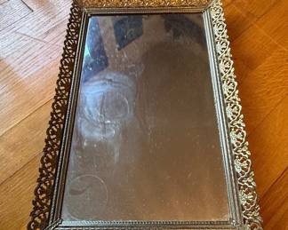 Vintage Goldtone Filigree Vanity Tray