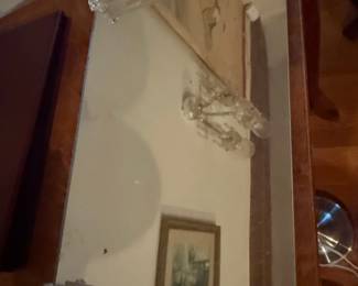 Vintage Lucite Vanity Tray with Scalloped Edge and Mirrored Base