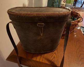 Vintage Leather Binocular Case with Binoculars
