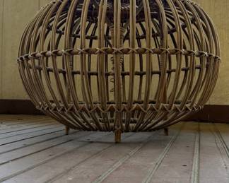 Vintage Franco Albini Style Rattan Orb Ottoman