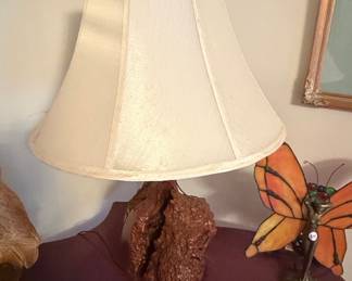 Vintage Burl Wood Table Lamp