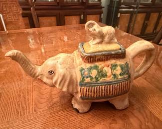 Vintage Banko Ware Elephant Teapot with Rider