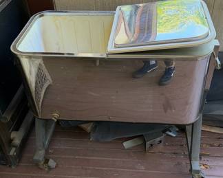 Vintage Stainless Steel Rolling Patio Cooler