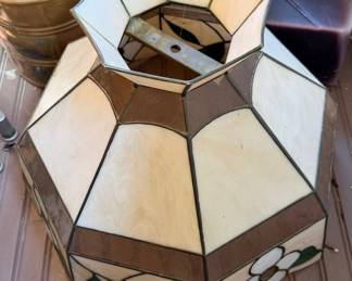 Vintage Floral Stained Glass Hanging Lamp Shade