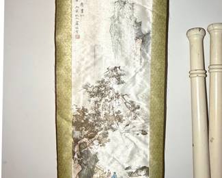 Vintage Chinese Landscape Scroll Painting Signed "Lu Zhenhuan"