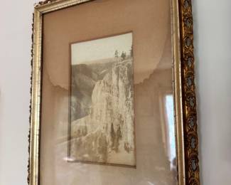 Vintage Yellowstone National Park Grand Canyon Photograph in Ornate Gilt Frame