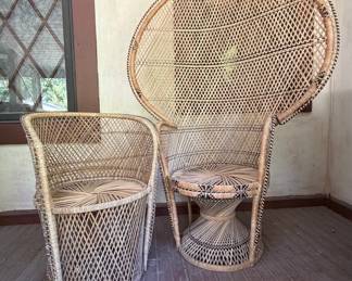 Vintage "Emmanuelle" Style Rattan Peacock Chair