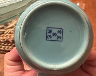 Vintage Chinese Porcelain Horseman Tea Set in Silk Box